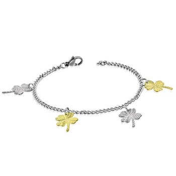 Bratara din otel inox cu floricele - BeSpecial 2730, 19,5, Auriu Bratara din otel inox cu floricele - BeSpecial 2730, 19,5, Auriu