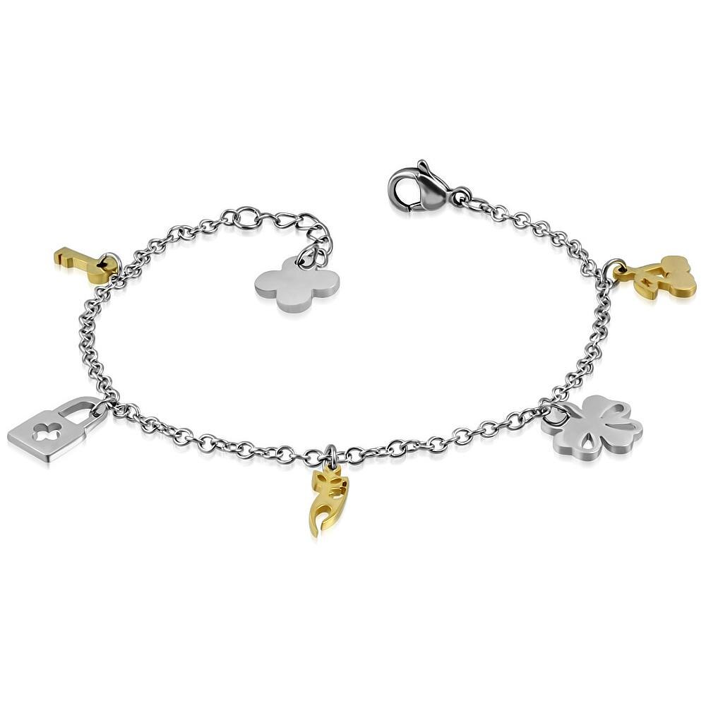 Bratara mana glezna inox cu cirese cheita pisica - BeSpecial 1736, 20, Argintiu