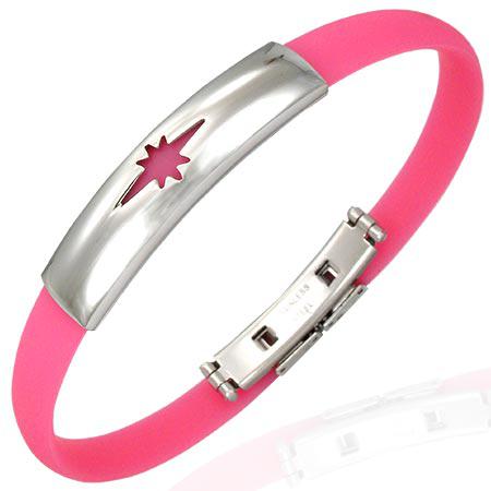 Bratara inox cu steluta stralucitoare - BeSpecial 2384, 22,5, Roz