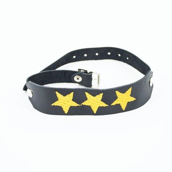 Choker din piele, Love Leather, Brodat stelute, Negru Choker din piele, Love Leather, Brodat stelute, Negru