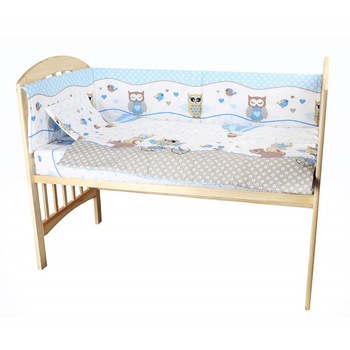 Lenjerie bumbac patut copii Bebe Royal 140*70 - 3 piese - Bufnita, bicicleta albastru Lenjerie bumbac patut copii Bebe Royal 140*70 - 3 piese - Bufnita, bicicleta albastru