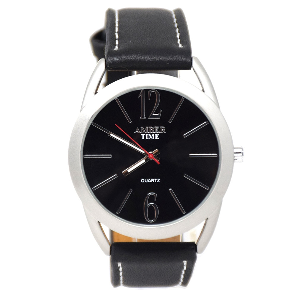 Ceas barbatesc AMBER TIME casual, negru, cutie cadou