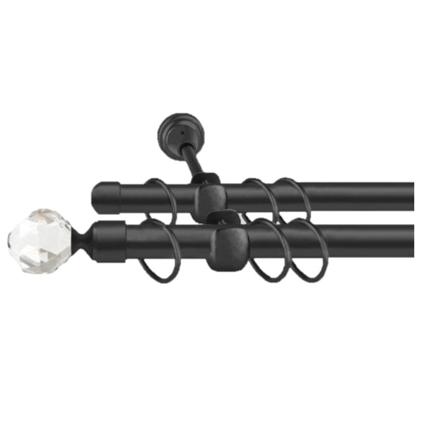 Galerie dubla Kula Crystal Negru, grosime 19mm,negru, 160 cm