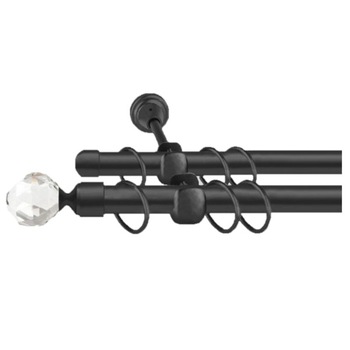 Galerie dubla Kula Crystal Negru, grosime 19mm,negru, 160 cm Galerie dubla Kula Crystal Negru, grosime 19mm,negru, 160 cm
