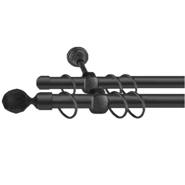 Galerie dubla Kula Crystal Negru, grosime 19mm,negru, 360 cm