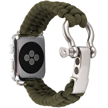 Curea iUni compatibila cu Apple Watch 1/2/3/4/5/6, 42mm, Elastic Paracord, Rugged Nylon Rope, Green Curea iUni compatibila cu Apple Watch 1/2/3/4/5/6, 42mm, Elastic Paracord, Rugged Nylon Rope, Green