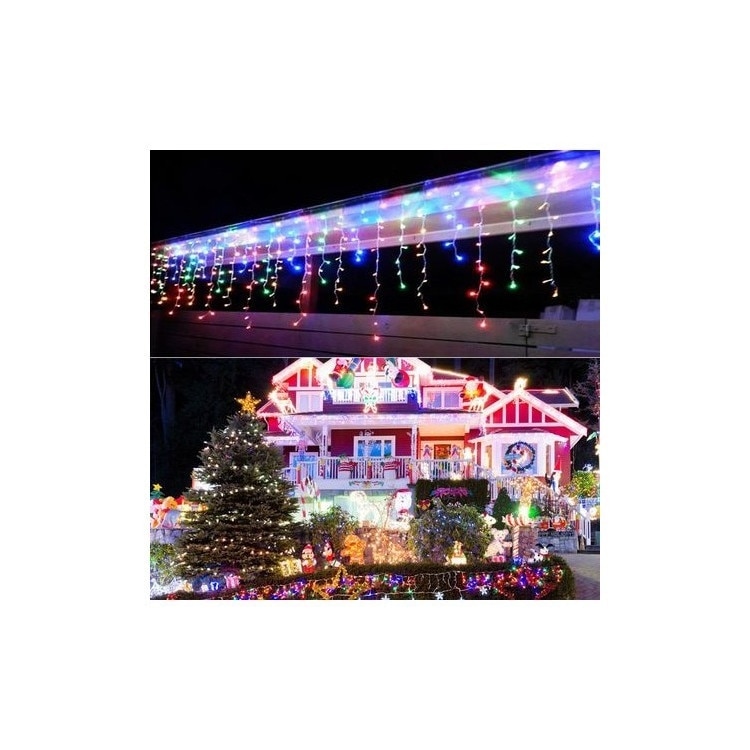 Instalatie de Craciun, tip franjuri / turturi, 4 m, 120 leduri, 8 jocuri de lumini, HEBER, multicolor, 018M