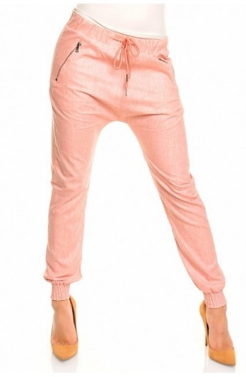 Pantaloni dama,cu snur in talie de culoare roz