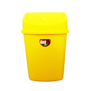 Cos gunoi din plastic, iMK® forma dreptunghiulara, galben, cu capac batant, 35L Cos gunoi din plastic, iMK® forma dreptunghiulara, galben, cu capac batant, 35L