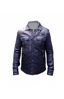 Geaca pentru barbati , culoare albastra , din piele ecologica,marime S Geaca pentru barbati , culoare albastra , din piele ecologica,marime S