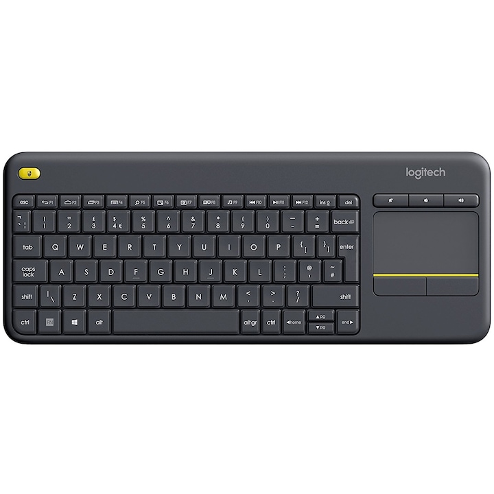 Клавиатура Безжична Logitech K400 Plus Dark, Touchpad, PC-to-TV control, Black