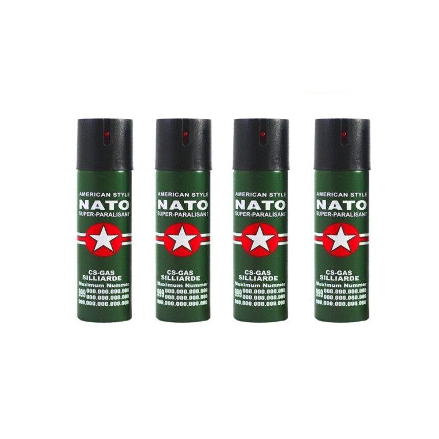 Set 4x Spray pentru autoaparare Nato, paralizant, 60 ml + Breloc ASHOP