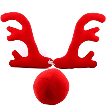 Decoratiune pentru masina de Craciun, coarne ren si nas, Rosu Decoratiune pentru masina de Craciun, coarne ren si nas, Rosu