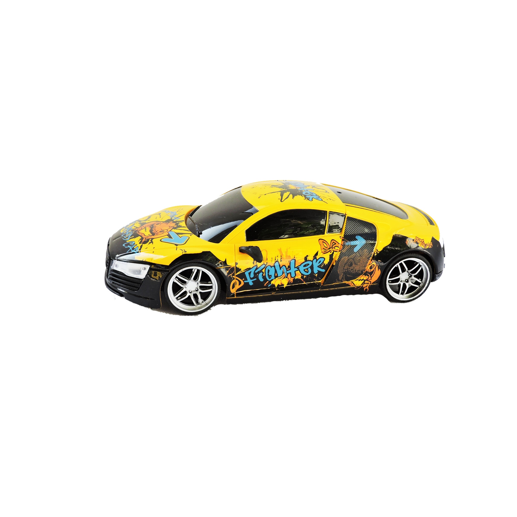 Masinuta Audi cu telecomanda, 18 cm, 4 directii, culoare graffiti