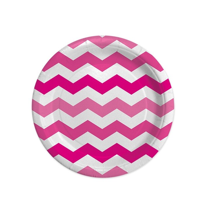 Farfurii 18 cm Zig Zag Fuxia 8 bucati/set Big Party