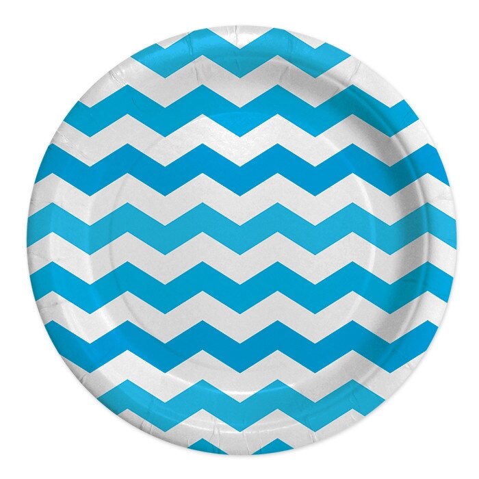 Farfurii 18 cm Zig Zag Turcoaz 8 bucati/set Big Party