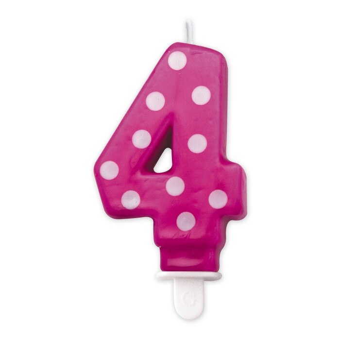 Lumanare Pois Fuxia Nr. 4 Big Party