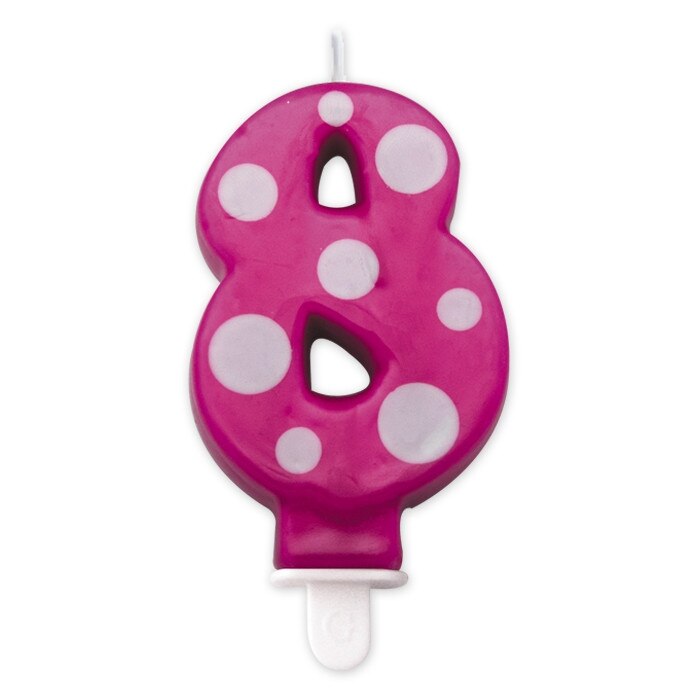 Lumanare Pois Fuxia Nr. 8 Big Party
