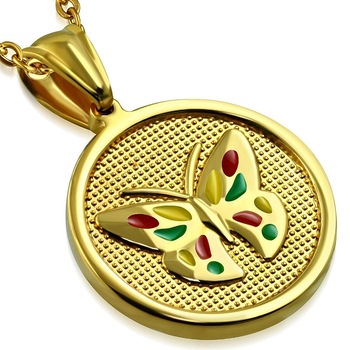 Pandant auriu otel inox cu fluturas - BeSpecial Pandant auriu otel inox cu fluturas - BeSpecial