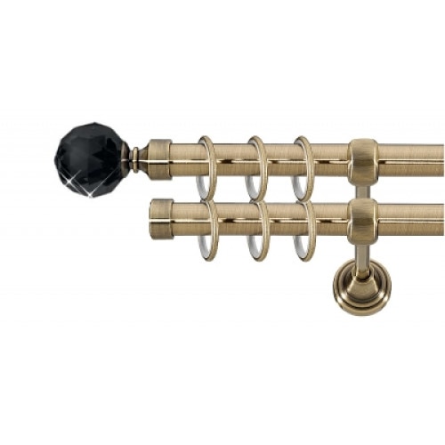 Galerie dubla Kula Crystal Negru, grosime 19mm, aur antic, 200 cm