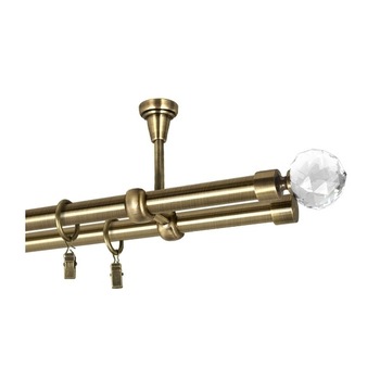 Galerie dubla Kula Crysta'l, suport tavan, grosime 25 si 19mm, aur antic, 160 cm Galerie dubla Kula Crysta'l, suport tavan, grosime 25 si 19mm, aur antic, 160 cm