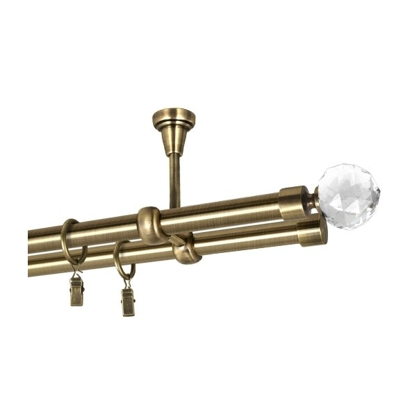 Galerie dubla Kula Crystal, suport tavan, grosime 25 si 19mm, aur antic, 360 cm