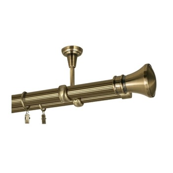 Galerie dubla Luxor ,teava striata,suport tavan, grosime 25 si 19mm, aur antic, 180 cm Galerie dubla Luxor ,teava striata,suport tavan, grosime 25 si 19mm, aur antic, 180 cm