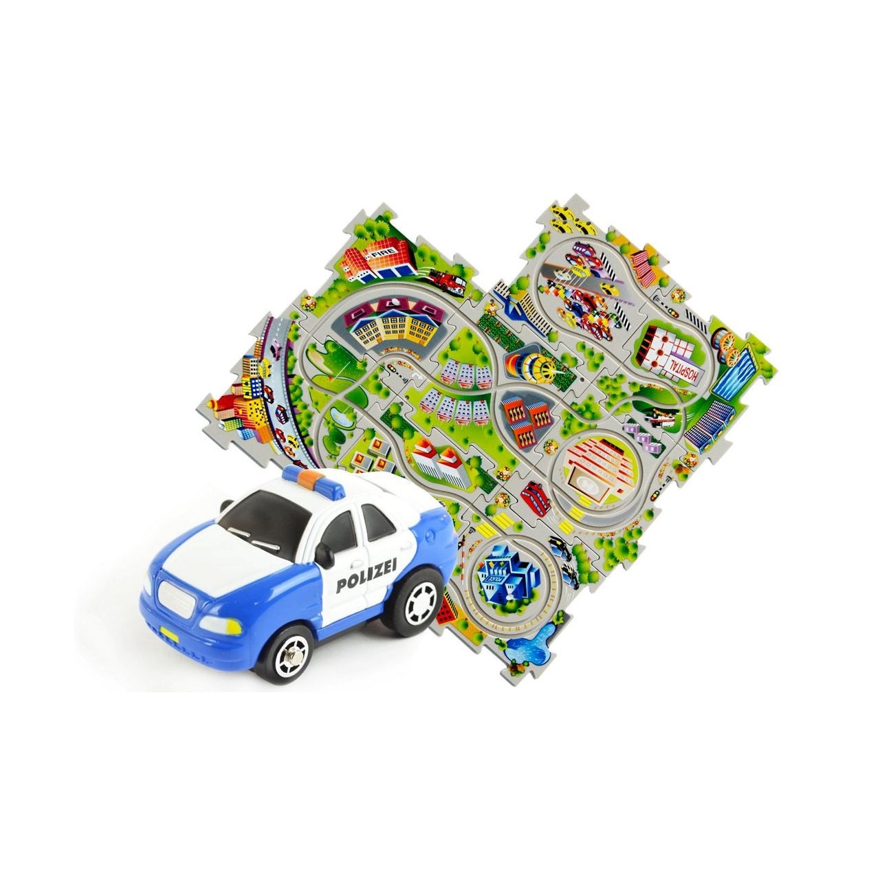 Set de construit circuit cu masina politie - Puzzle Pilot