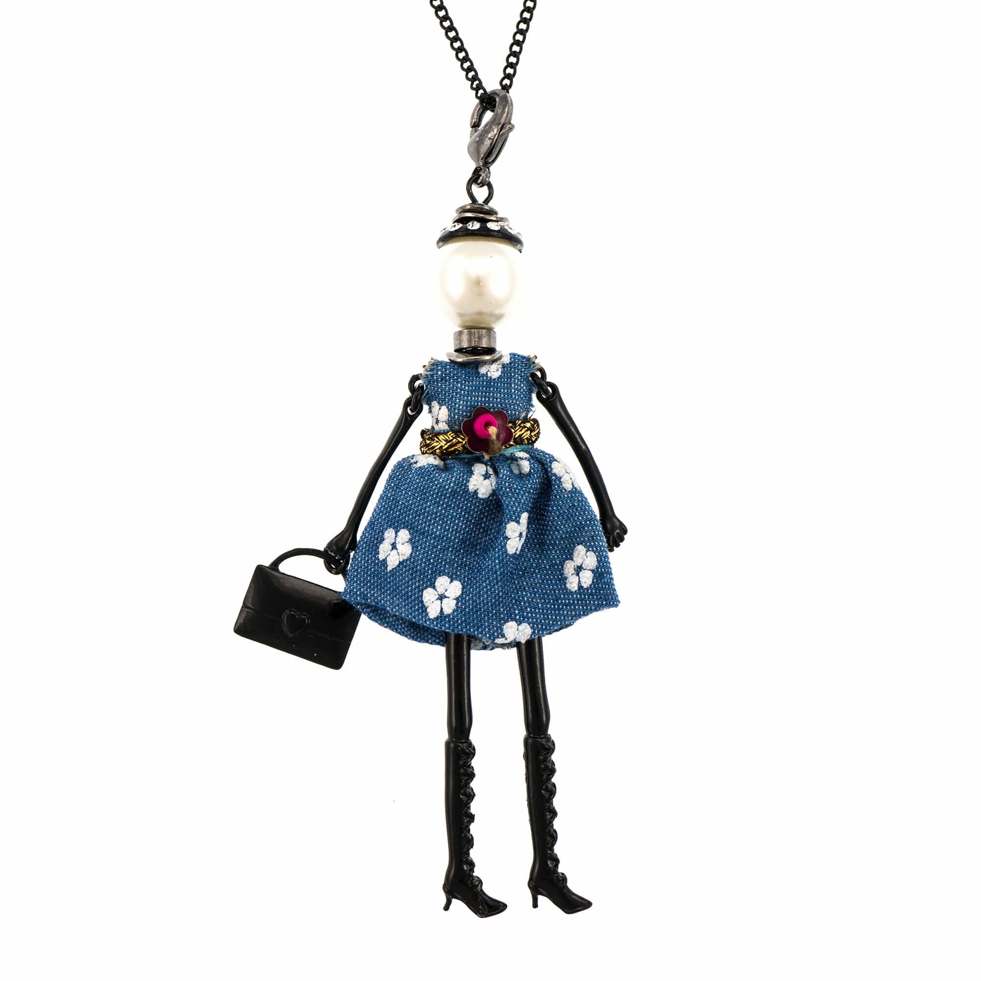 Pandantiv cu lant Bambola in Stile Austin-Black , Pret-a-porter Style by Roxannes - Bambole Milanesi, Alb 42525-Black