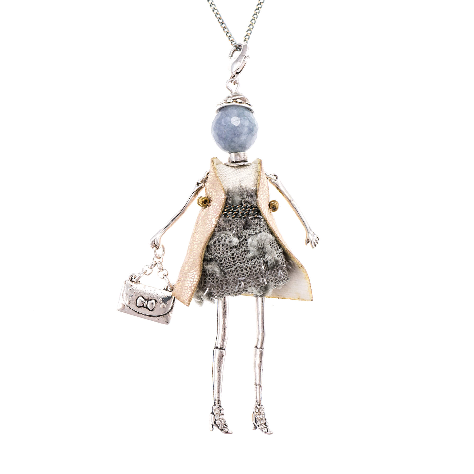 Pandantiv cu lant Bambola in Stile Viennese-Grey, Pret-a-porter Style by Roxannes - Bambole Milanesi, Gri 43675-Grey