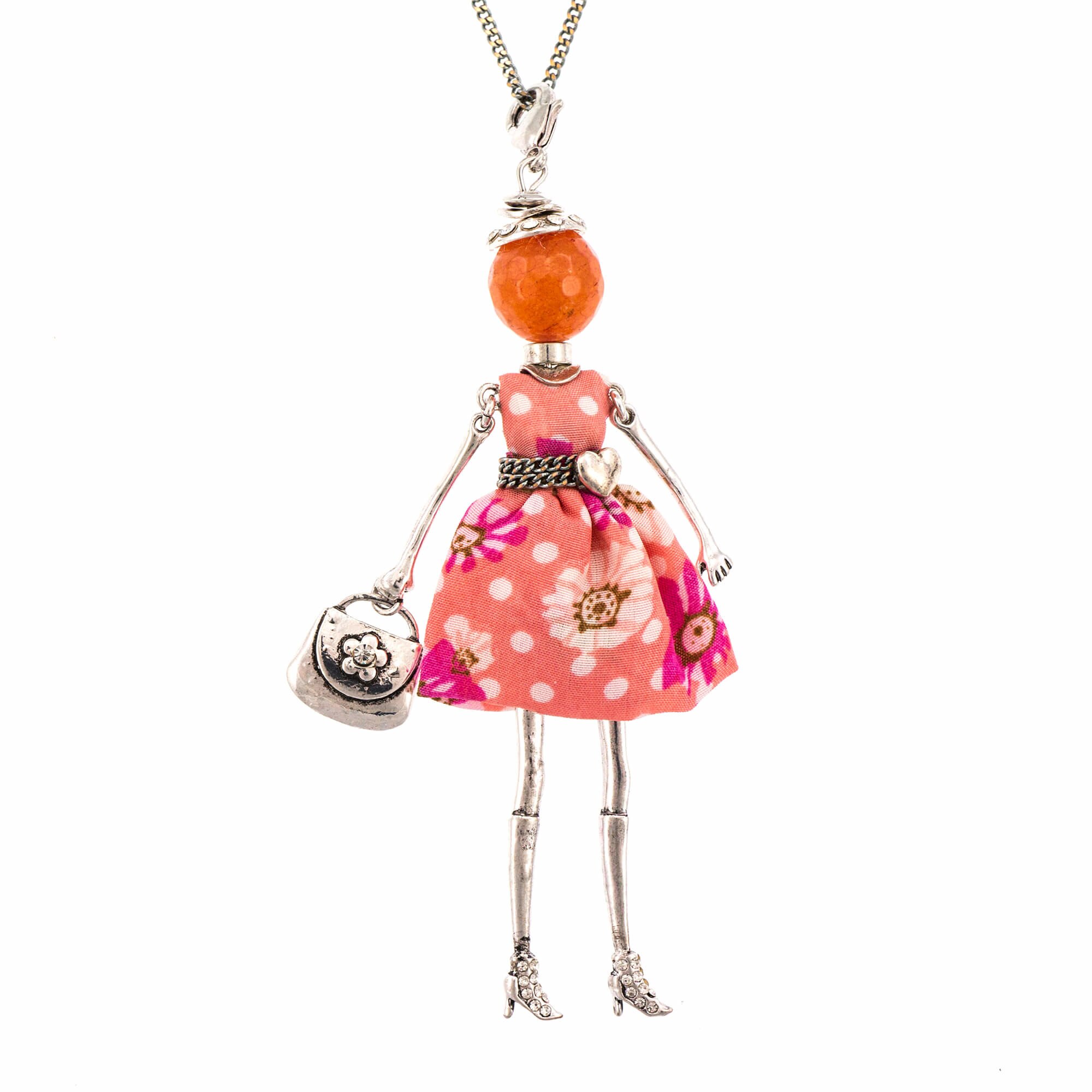 Pandantiv cu lant Bambola in Stile Positano-Orange, Pret-a-porter Style by Roxannes - Bambole Milanesi, Portocaliu 43469-Orange