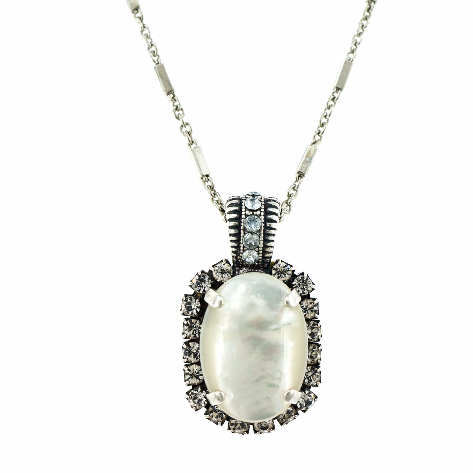 Pandantiv cu lant placat cu Argint 925, Cristale, Silk by Roxannes - Mariana Jewellery, Alb 5522/5-1049SP