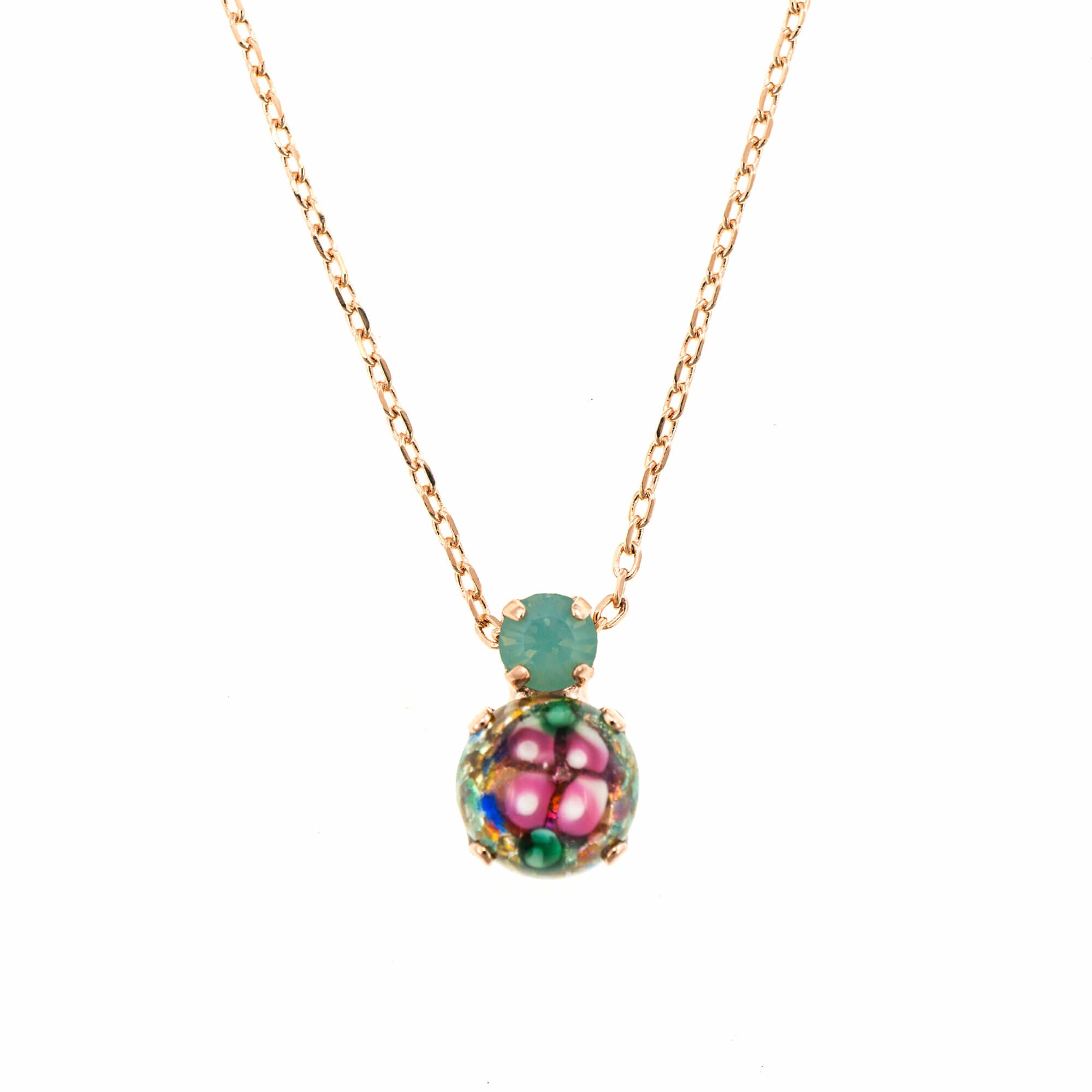 Pandantiv cu lant placat cu Aur roz de 24K, Cristale, Pina Colada by Roxannes - Mariana Jewellery, Vernil/Roz 5062/1-0022RG