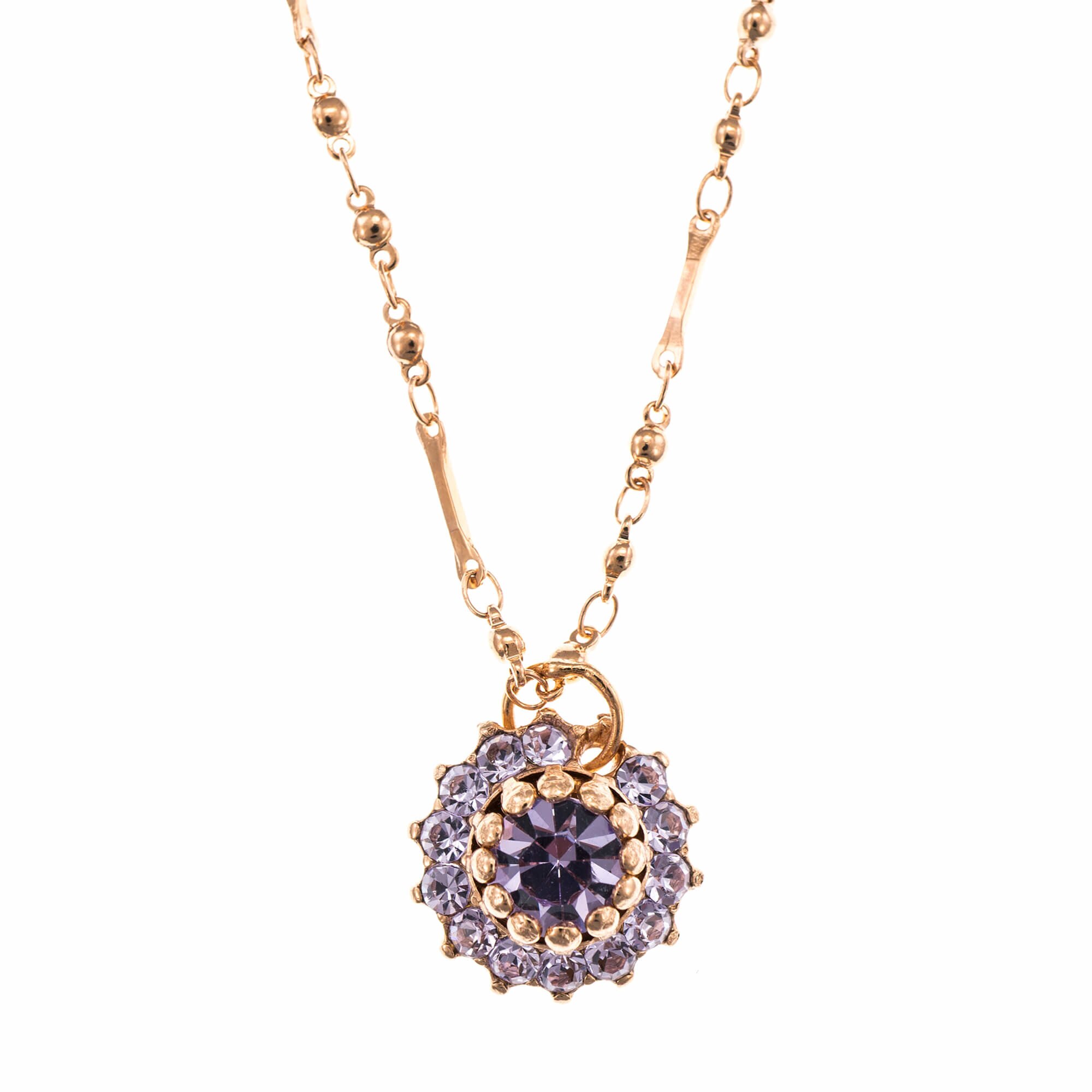 Pandantiv cu lant placat cu Aur roz de 24K, Cristale, Violet - Colors by Roxannes - Mariana Jewellery, Mov 5163-371371RG