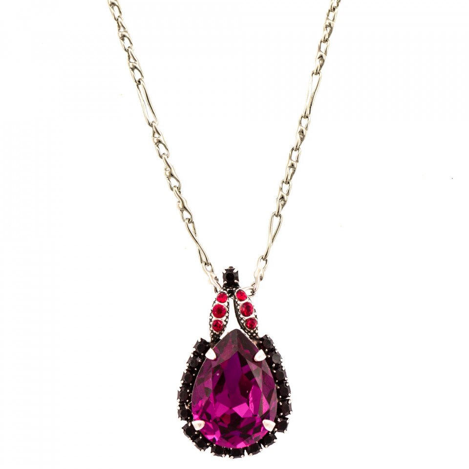 Pandantiv cu lant placat cu Argint 925, Cristale Swarovski, Lady In Red by Roxannes - Mariana Jewellery, Rosu 5098/2-1070SP