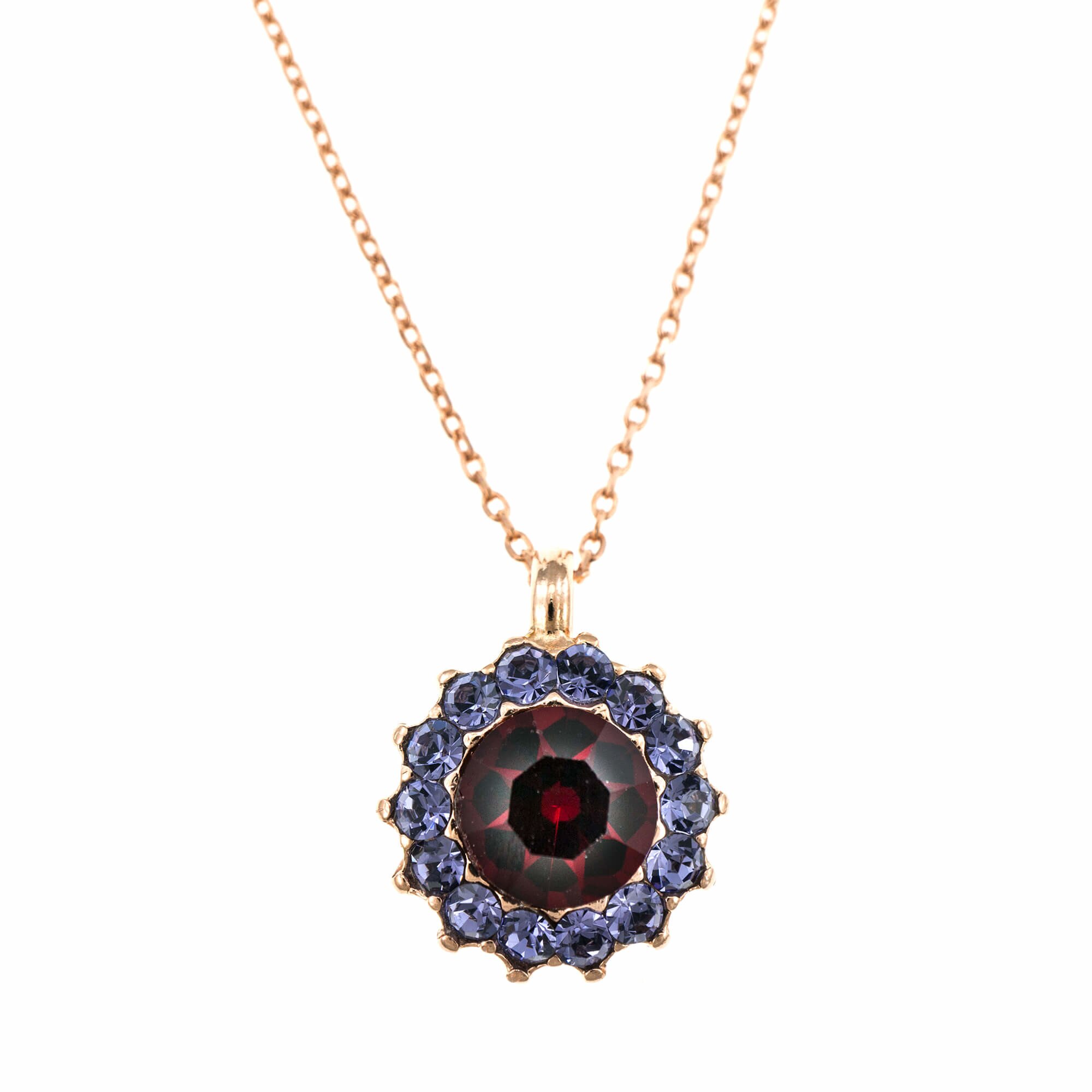 Pandantiv cu lant placat cu Aur roz de 24K, Cristale, Xenia - Odyssey by Roxannes - Mariana Jewellery, Multicolor 5034/1-1091RG