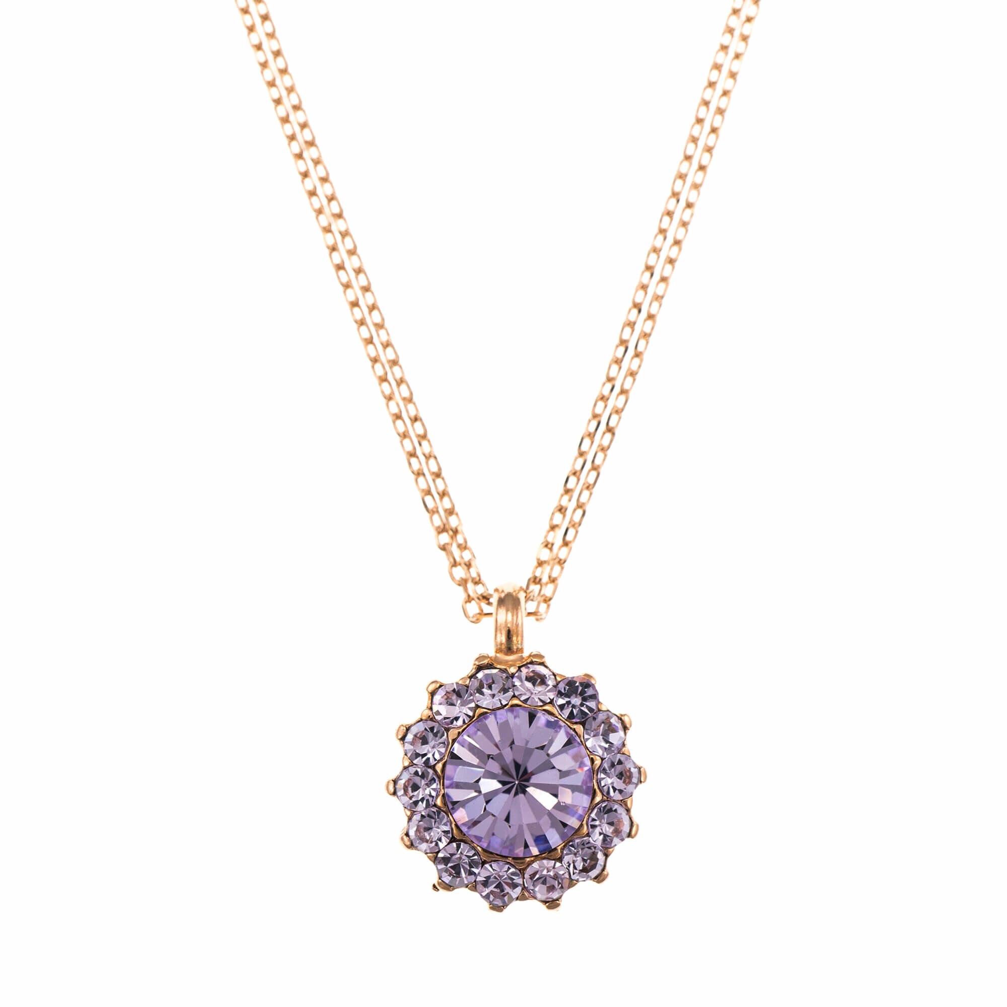 Pandantiv cu lant placat cu Aur roz de 24K, Cristale, Violet - Colors by Roxannes - Mariana Jewellery, Mov 5034/1-371371RG