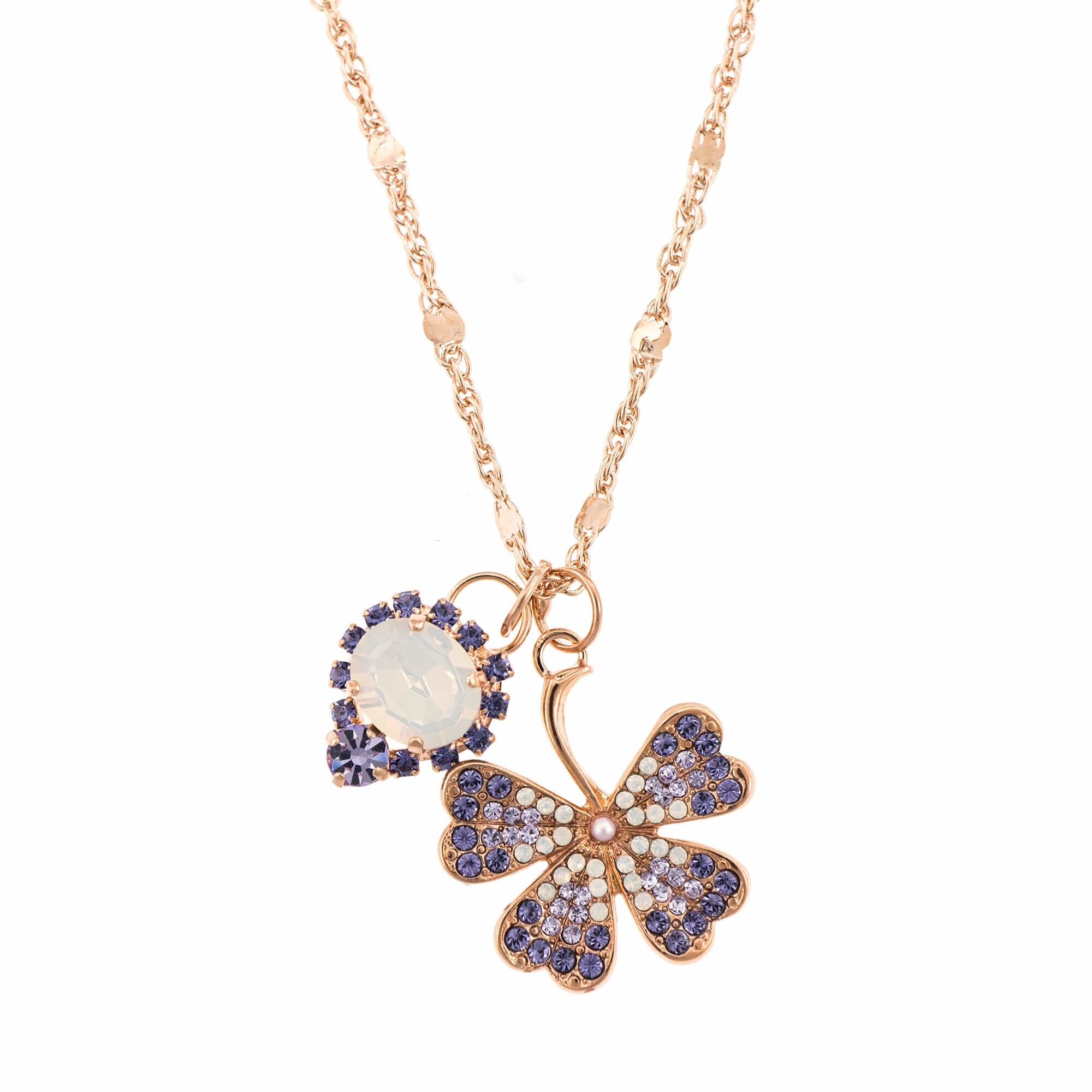 Pandantiv cu lant placat cu Aur roz de 24K, Cristale, Purple Rain by Roxannes - Mariana Jewellery, Mov 5075/2-1062RG