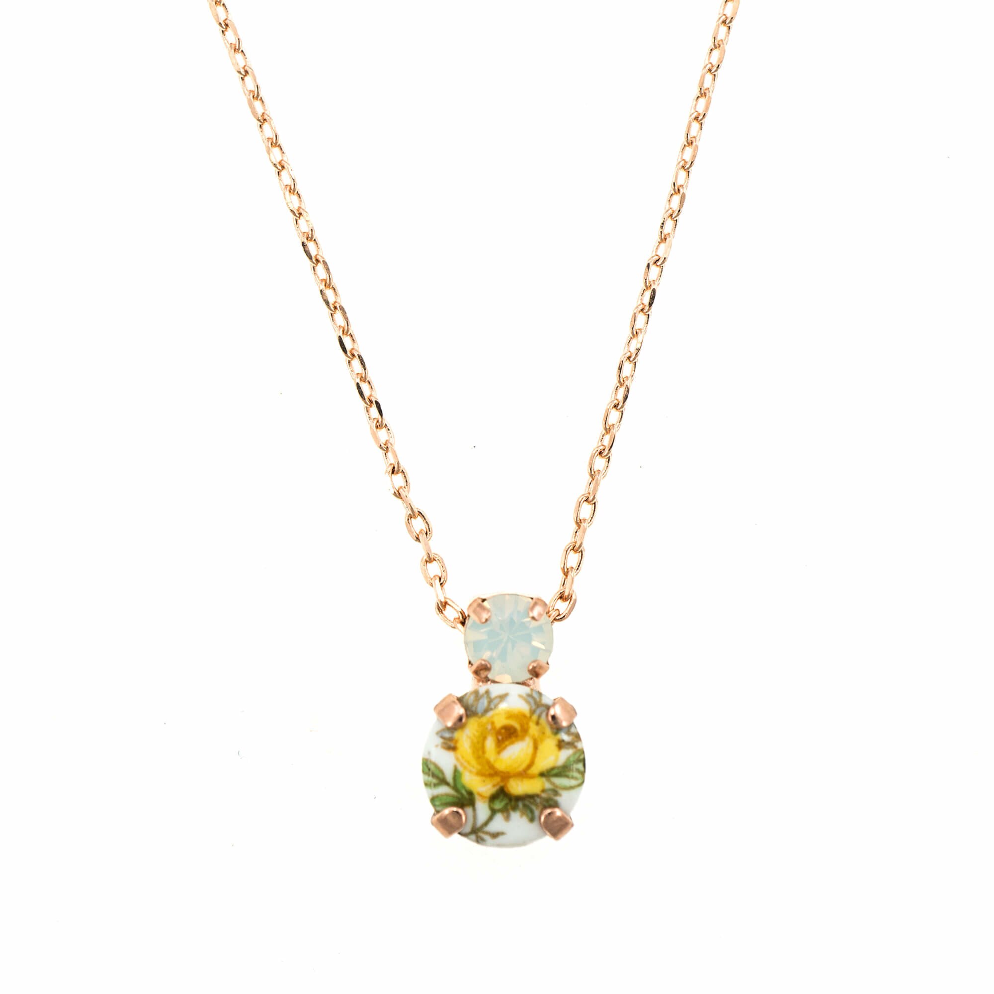 Pandantiv cu lant placat cu Aur roz de 24K, Cristale, Yellow Brick Road by Roxannes - Mariana Jewellery, Galben