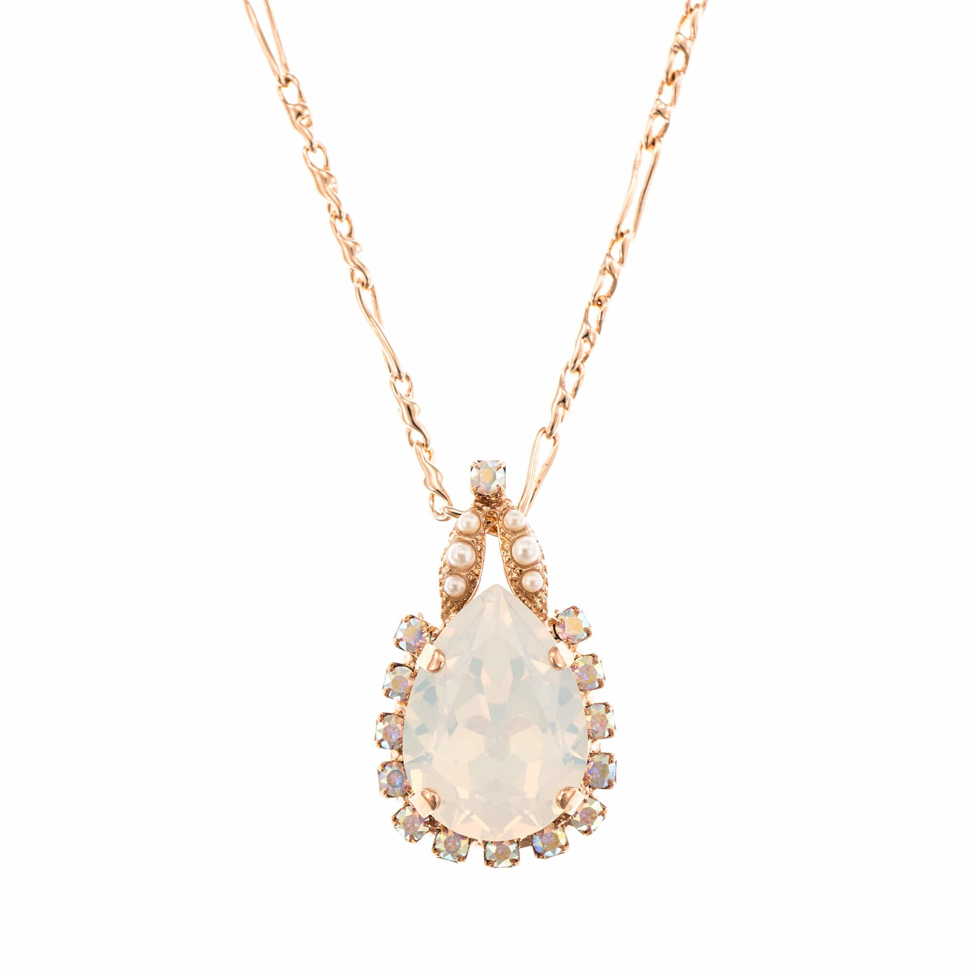 Pandantiv cu lant placat cu Aur roz de 24K, Cristale, Seashell by Roxannes - Mariana Jewellery, Alb 5098/2-1201RG