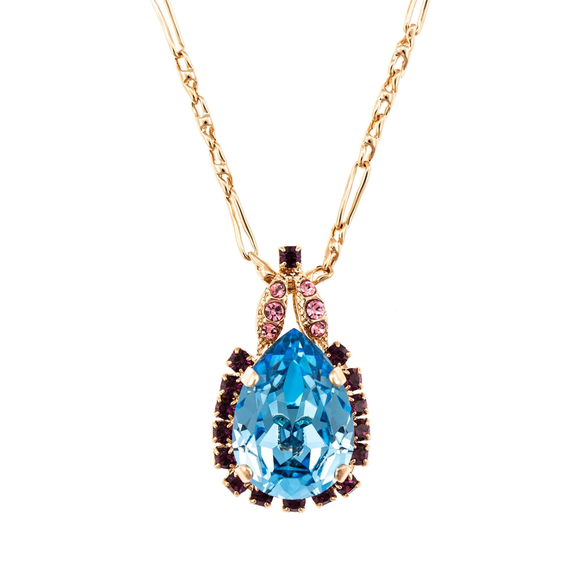 Pandantiv cu lant placat cu Aur roz de 24K, Cristale, Cotton Candy - The Sweet Life by Roxannes - Mariana Jewellery, Multicolor 5098/2-144RG