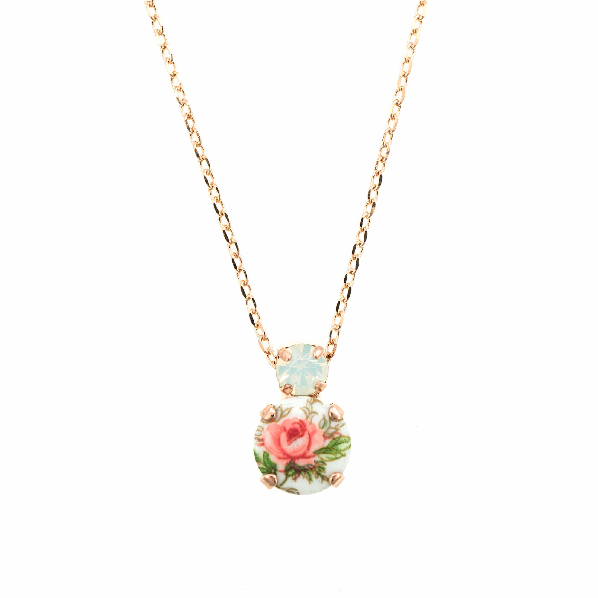 Pandantiv cu lant placat cu Aur roz de 24K, Cristale, Seashell by Roxannes - Mariana Jewellery, Alb/Roz 5062/1-234RG