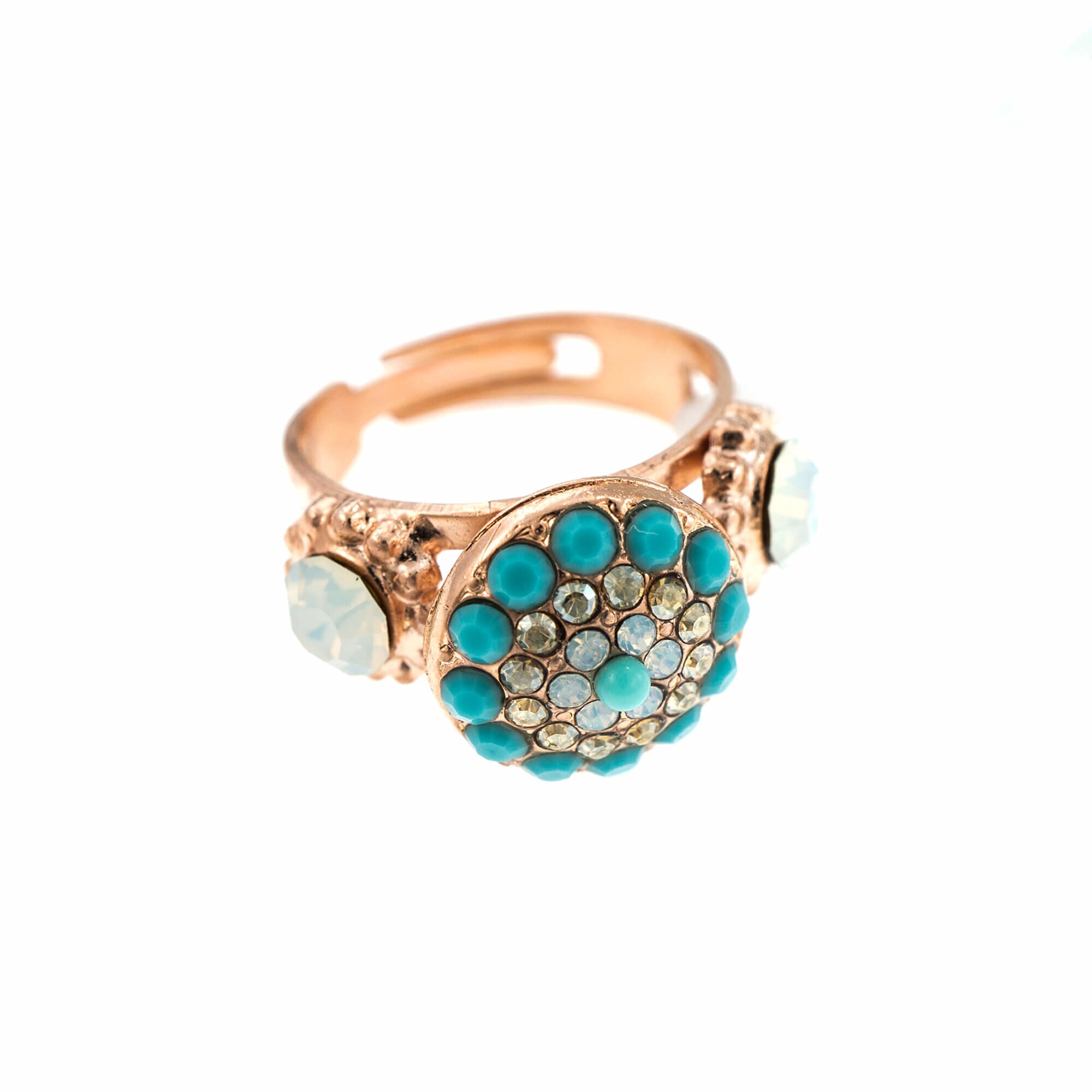 Inel placat cu Aur roz de 24K, Cristale, Sapphire Sky by Roxannes - Mariana Jewellery, Albastru/Alb 7141-807RG