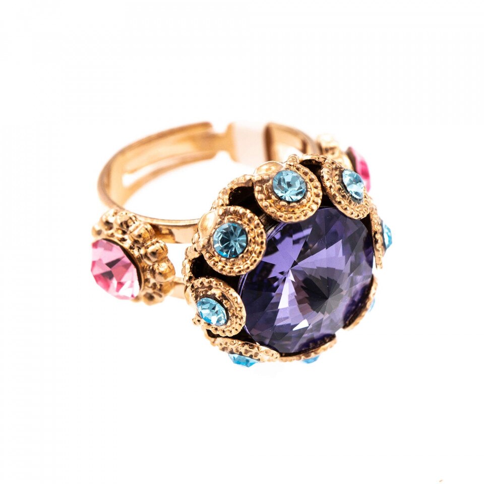 Inel placat cu Aur roz de 24K, Cristale Swarovski, Cotton Candy - The Sweet Life by Roxannes - Mariana Jewellery, Multicolor 7042-144RG