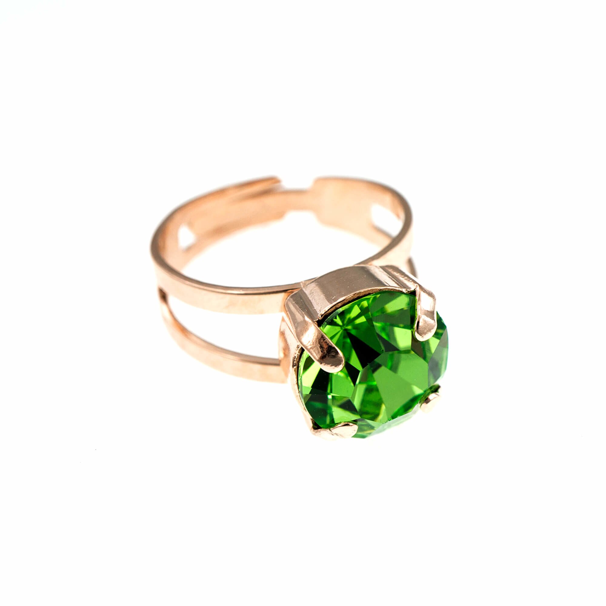 Inel placat cu Aur roz de 24K, Cristale, Lucky Birthstone - The Color of Your Life by Roxannes - Mariana Jewellery, Verde 7048-214RG