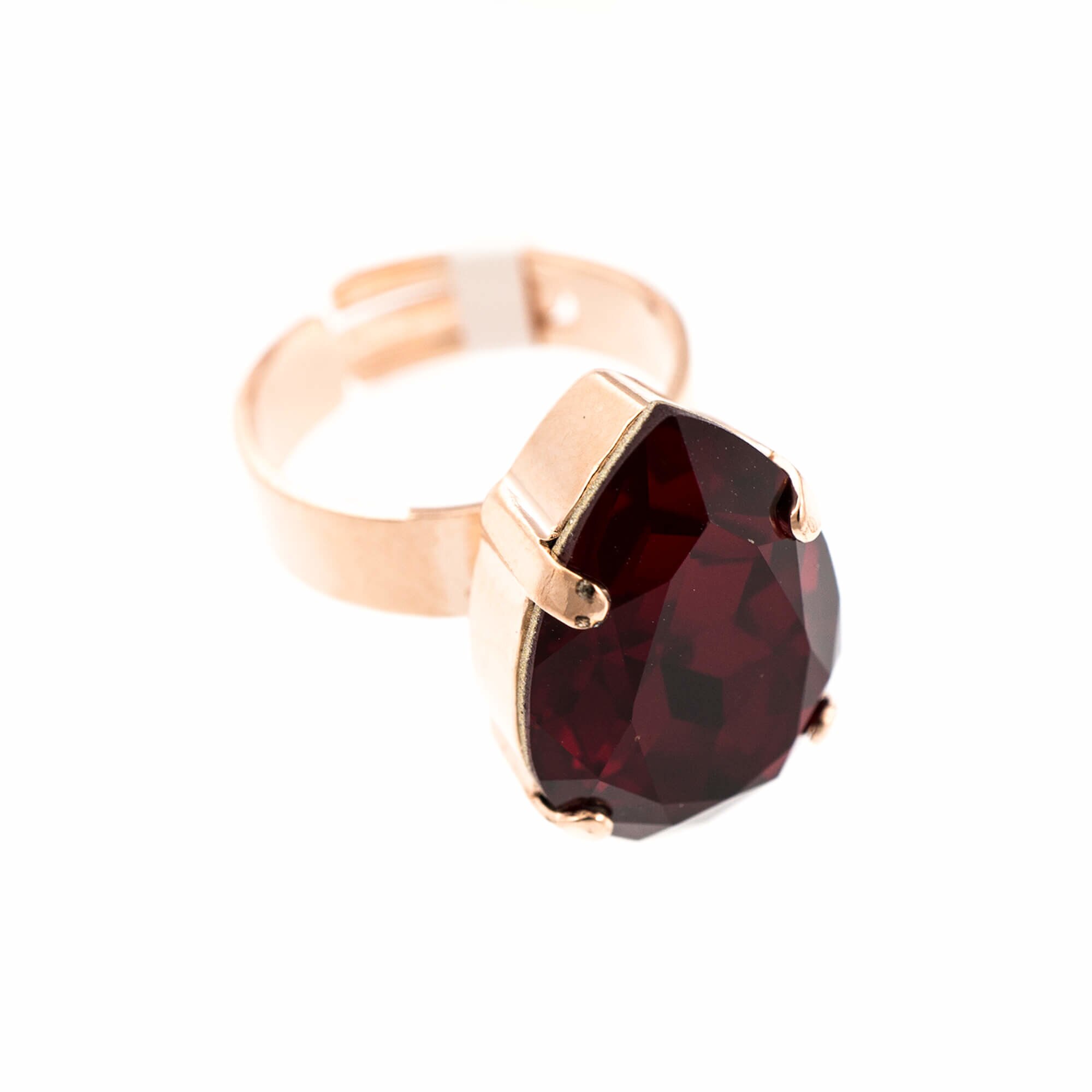 Inel placat cu Aur roz de 24K, Cristale, Poppy by Roxannes - Mariana Jewellery, Rosu 7098/5-208RG