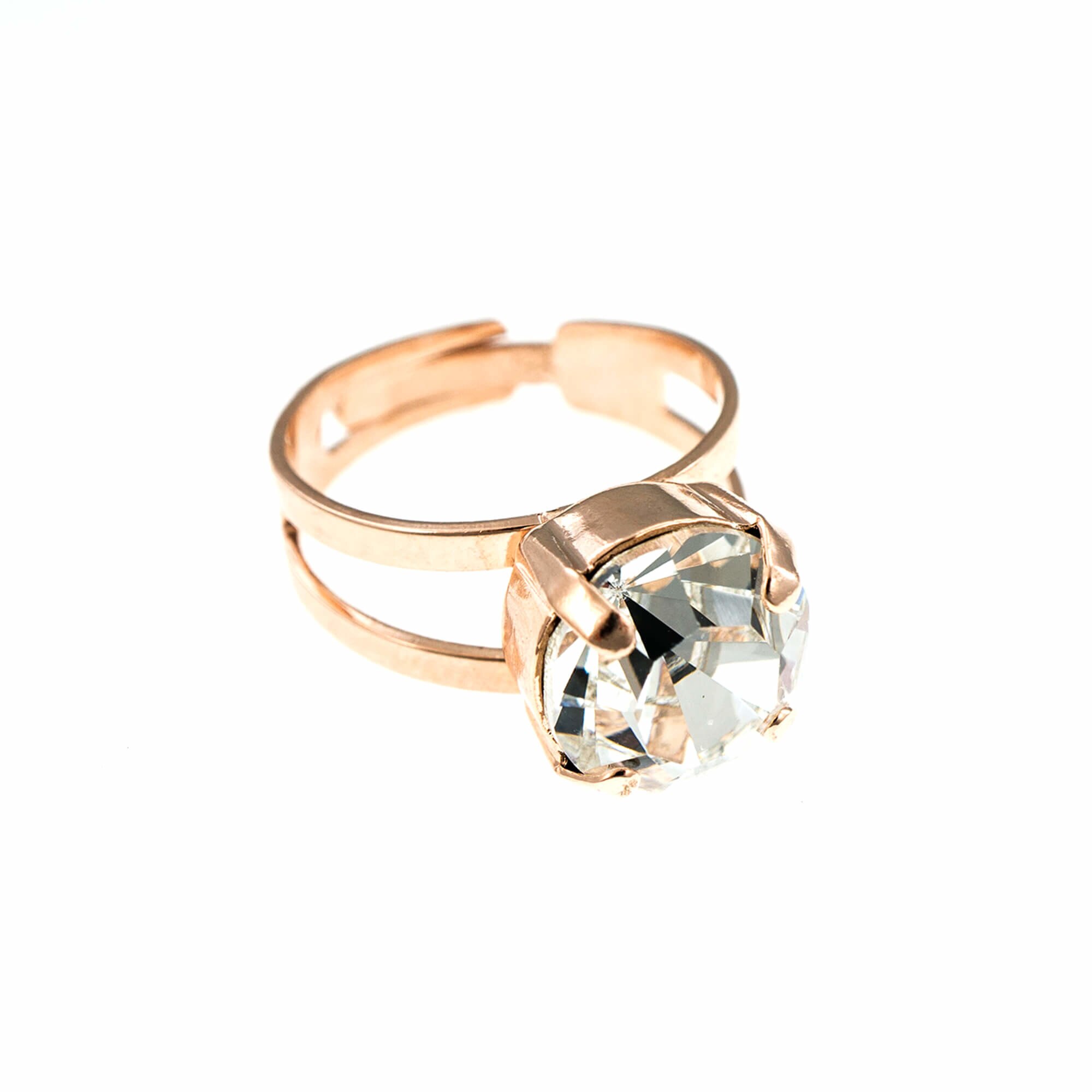 Inel placat cu Aur roz de 24K, Cristale, Lucky Birthstone - The Color of Your Life by Roxannes - Mariana Jewellery, Cristal Transparent 7048-001RG
