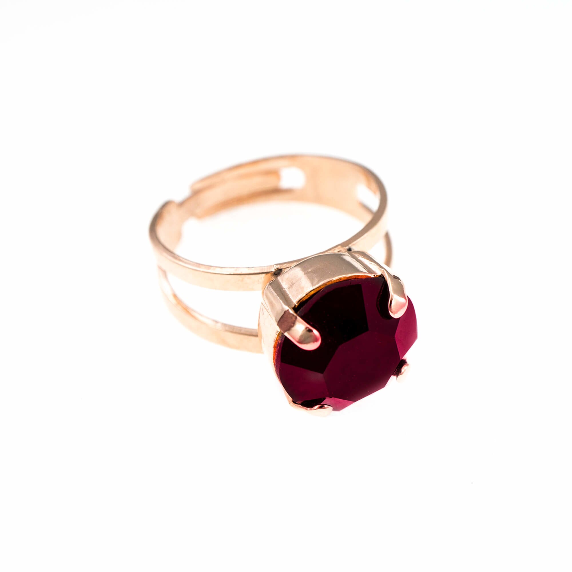 Inel placat cu Aur roz de 24K, Cristale, Lucky Birthstone - The Color of Your Life by Roxannes - Mariana Jewellery, Grena 7048-241RG