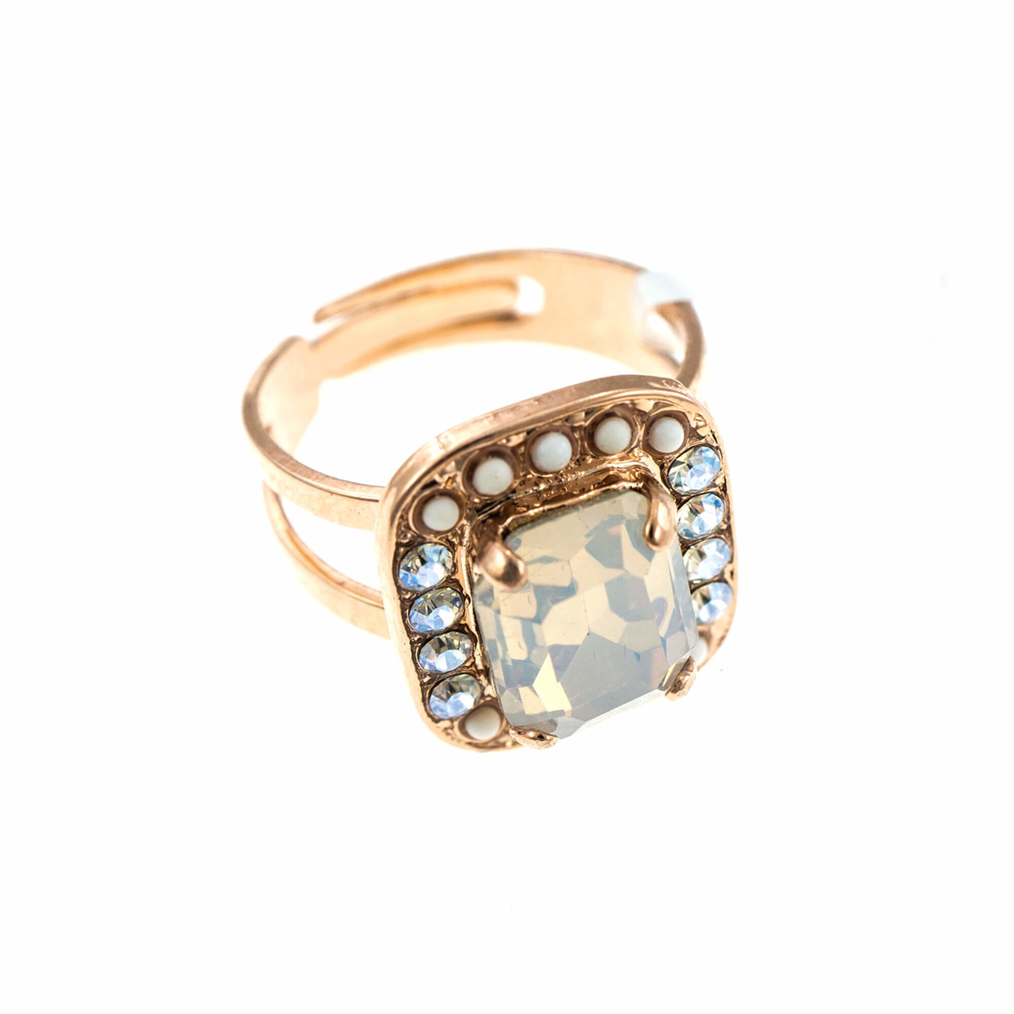 Inel placat cu Aur roz de 24K, Cristale, Forever by Roxannes - Mariana Jewellery, Alb 7040/1-5087RG