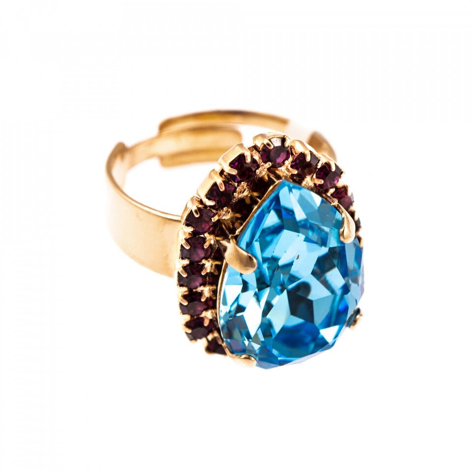 Inel placat cu Aur roz de 24K, Cristale Swarovski, Cotton Candy - The Sweet Life by Roxannes - Mariana Jewellery, Multicolor 7098-144RG